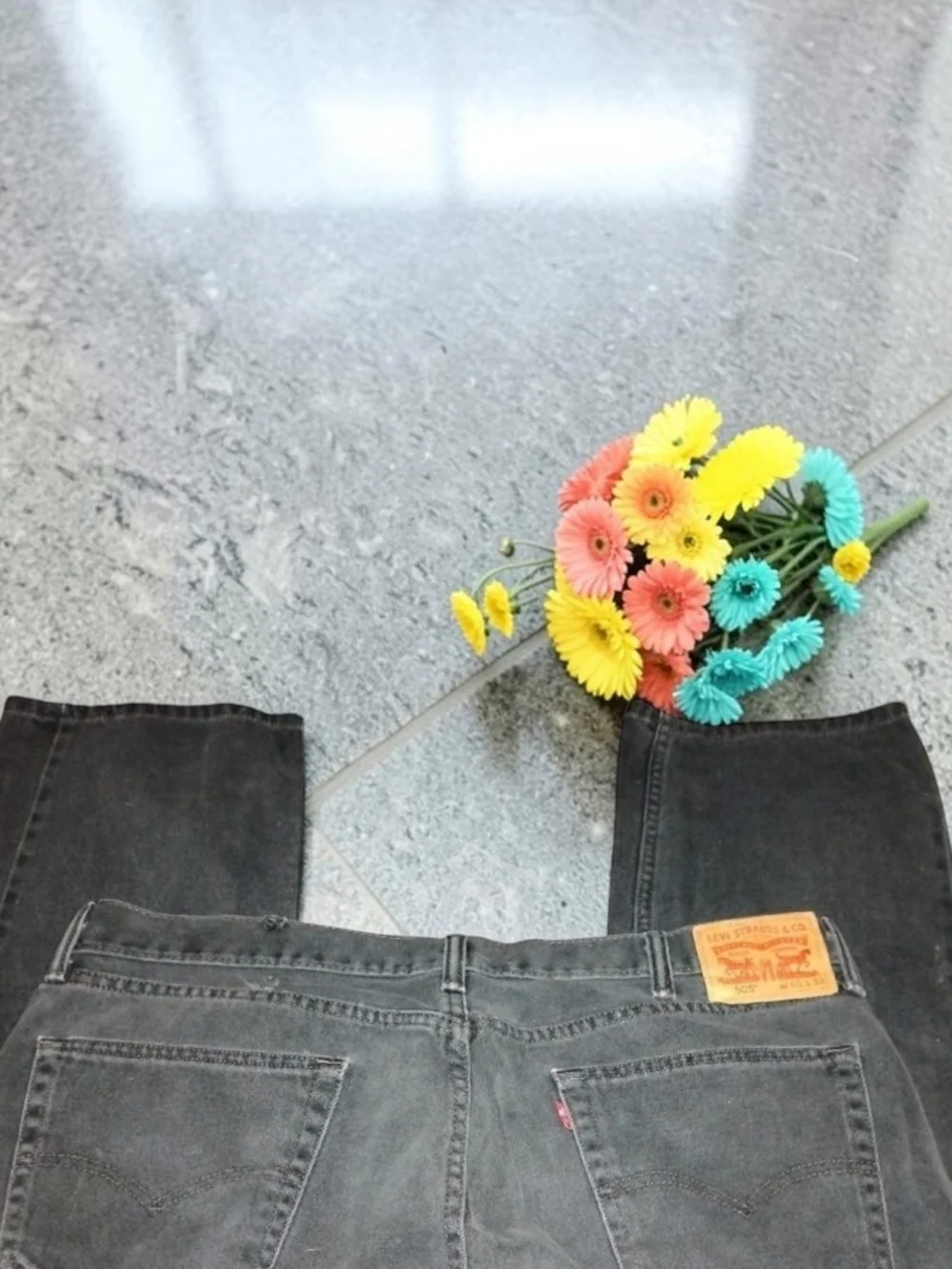 Classic Levi's 505 Regular Fit Straight Leg Black Wash Jeans 40x32